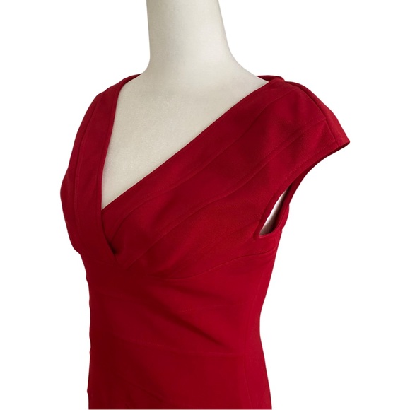 Adrianna Papell Red Sheath Midi Dress. Size: 4 - Picture 4 of 4